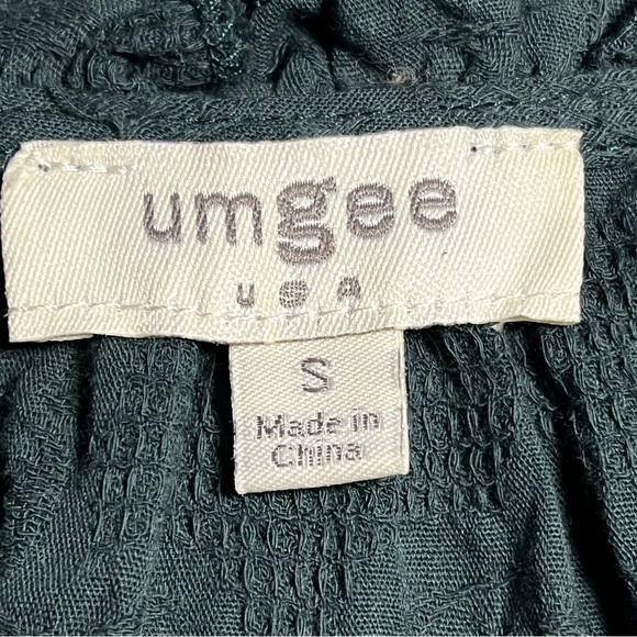 Umgee | Green Boho Peasant Textured Cotton Tassel Tie Top, Small - Picture 9 of 10